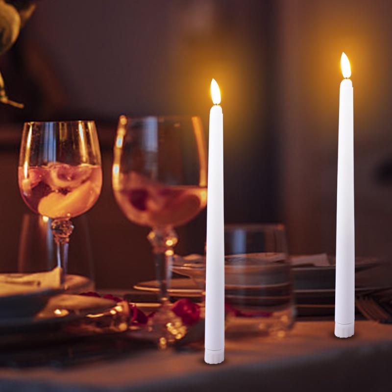 Lampu Lilin Flameless Batang Panjang Reusable/Ornamen Penerangan Lilin Elektrik LED Tenaga Baterai Untuk Dekorasi Pesta Pernikahan