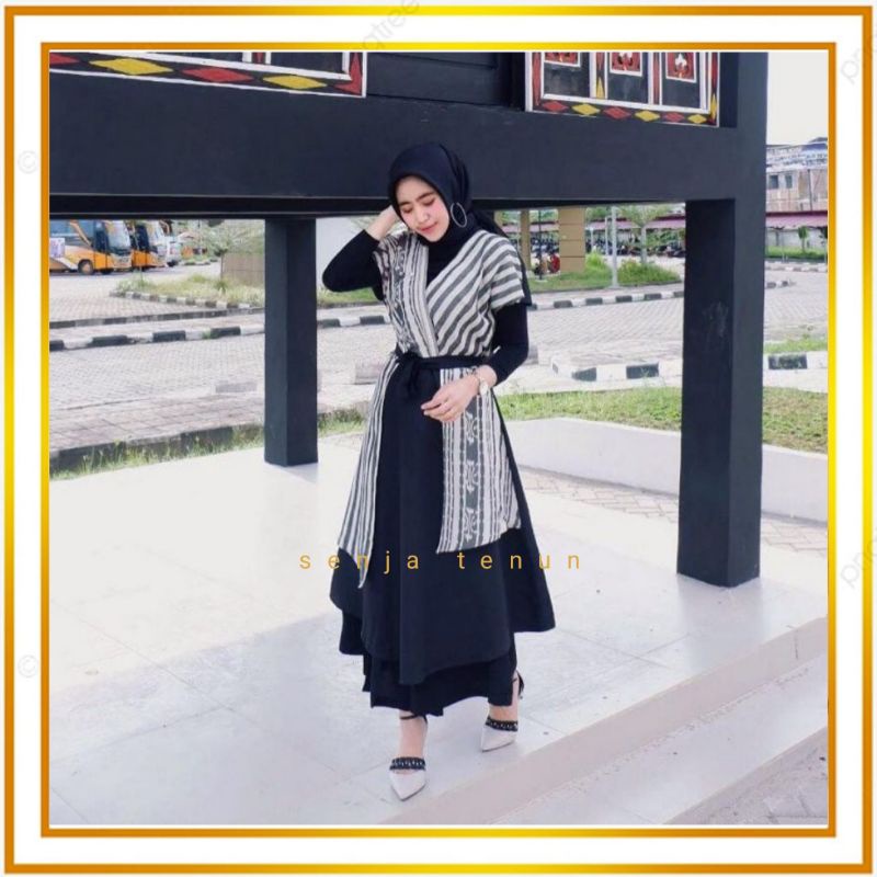 Dress tenun naomi mididress/dress tenun kombinasi toyobo premium