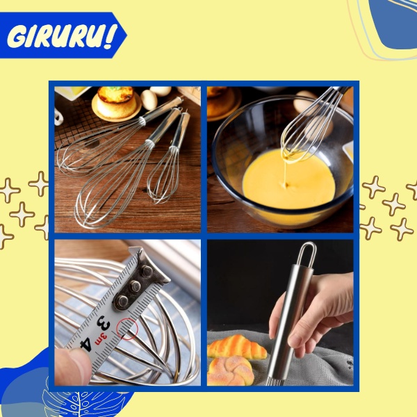 Whisk Stainless / Pengocok Telur Stainless / Whisk Egg Beater / Baking Tool / Manual Mixer / Ballon Whisk Stainless Kocokan Telur Stainless steel 29 cm whisker Pengocok Telur / Better Beater Hand Mixer Manual / Alat Pengocok Full Stainless Kocokan Telur