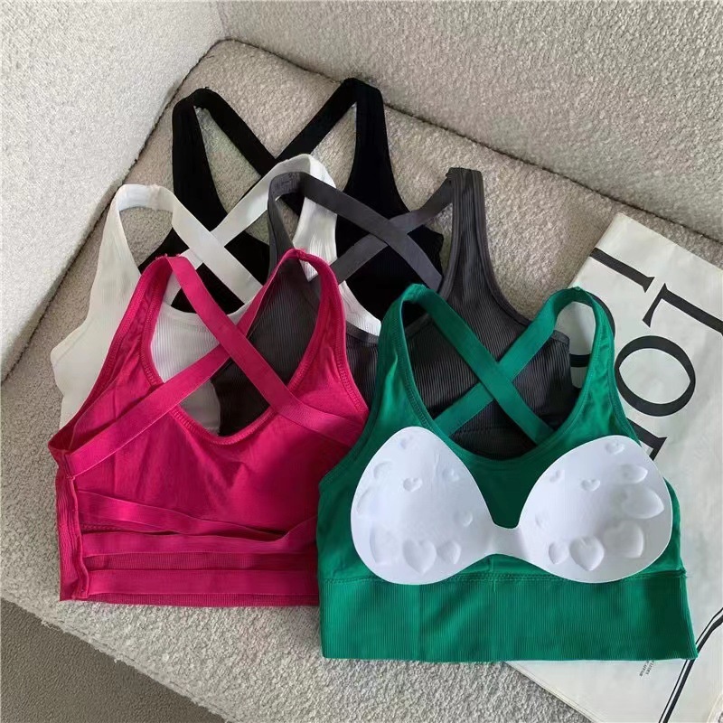 Okey BeliBr1010 Sport Bra Bh Olahraga Fashion Wanita Tali Silang Belakang Tanpa Kawat