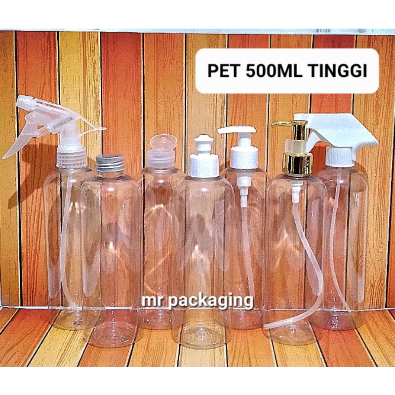 Botol Plastik 500ml TINGGI isi ulang | Botol PET 500 ml reffil | botol pump spray fliptop presstop kerucut tarik pamp sprey flipon tinta trigger triger | Botol kosmetik serum skincare| wadah isi ulang skin care sabun shampo