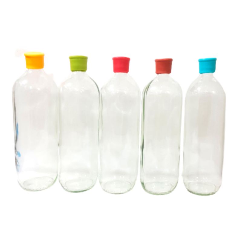 Botol  Kaca 1 Liter + Tutup silicone Botol minyak Botol madu ( BOTOL = TUTUP SILICONE WARNA )