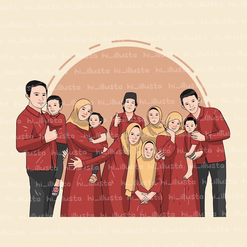 Jasa ilustrasi Digital hadiah gift foto keluarga birthday anniv wedding