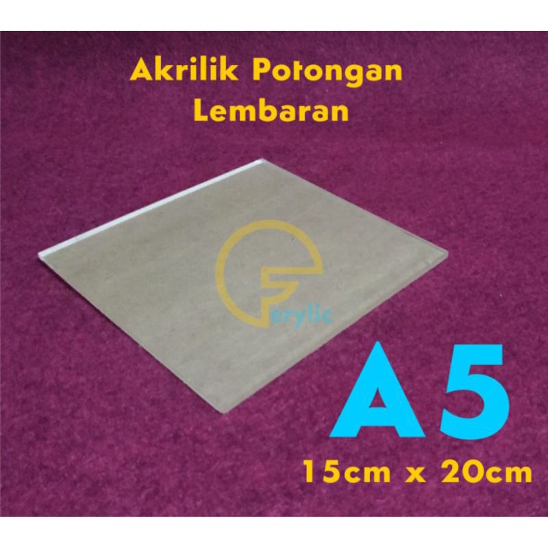 

Akrilik lembaran A5 (20cmx15cm) 3mm bening transparan