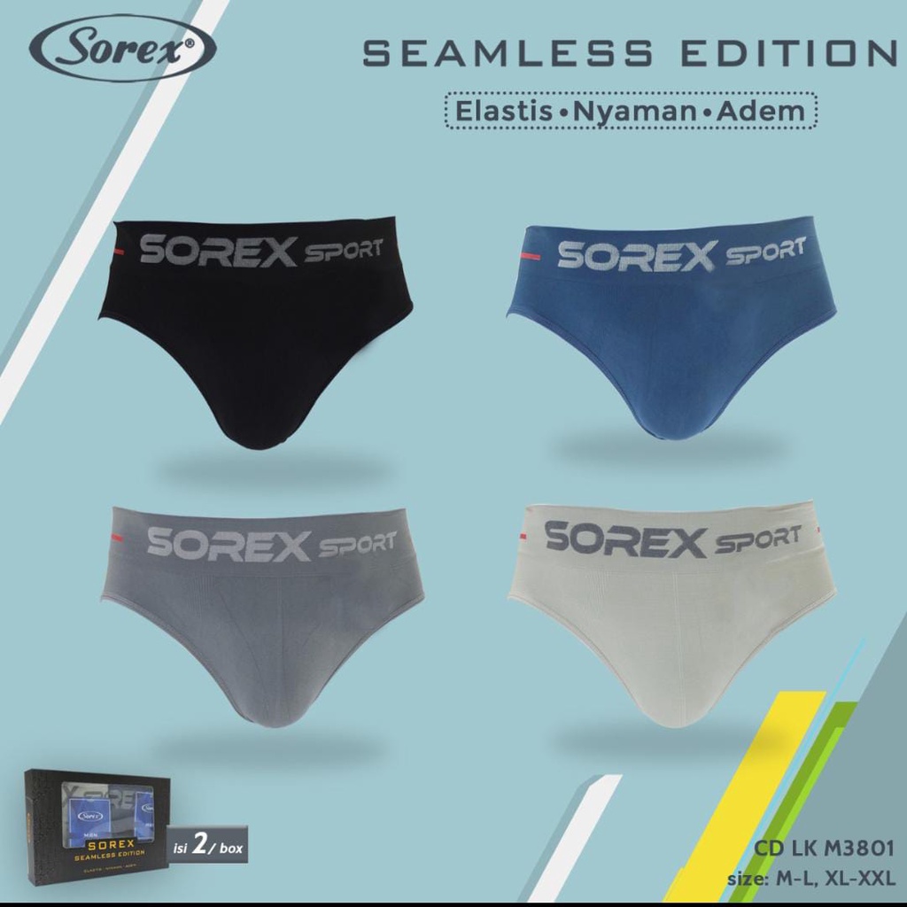 SOREX Celana Dalam CD Pria Seamless Adem dan Lembut / CD Pria Sport Seamles Edition  Orisinil