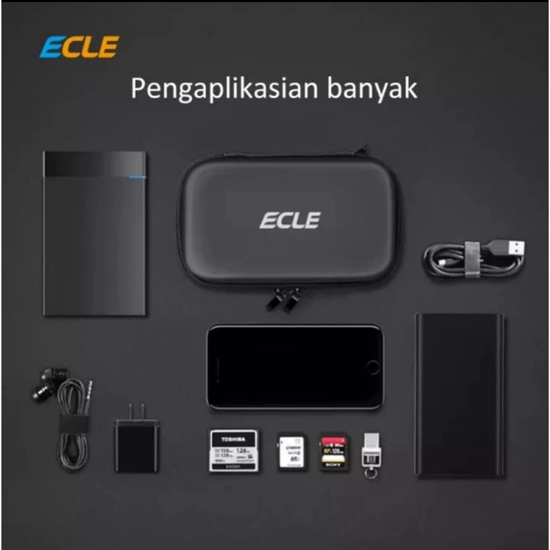 Pouch ECLE travel kit organizer cable charger Medium bag kantong cable