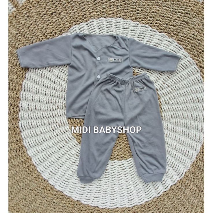 Serian Abu - 3 Stel Setelan Baju Bayi Tangan Panjang Celana Panjang Bayi 0 - 3 Bulan Grey Series Midi Babywear