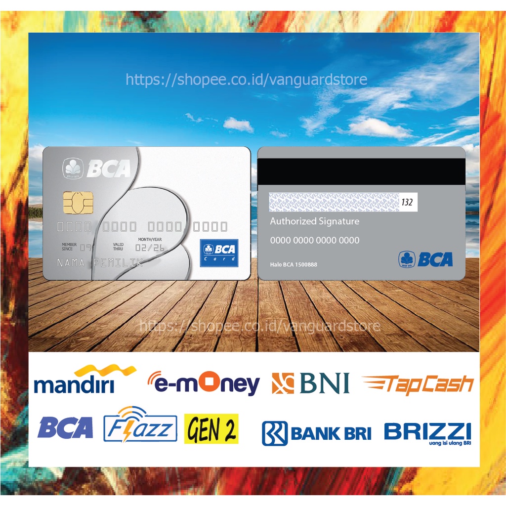 KARTU E MONEY E TOLL KARTU BCA SILVER PLATINUM DEBIT CREDIT EMONEY MANDIRI FLAZZ BCA BNI TAPCASH BRIZZI BRI - 2 SISI