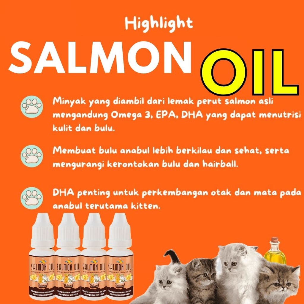 Salmon Oil Kucing Minyak Ikan Cat Vitamin Bulu Pet animal hewan perawatan bulu kucing FEZONE