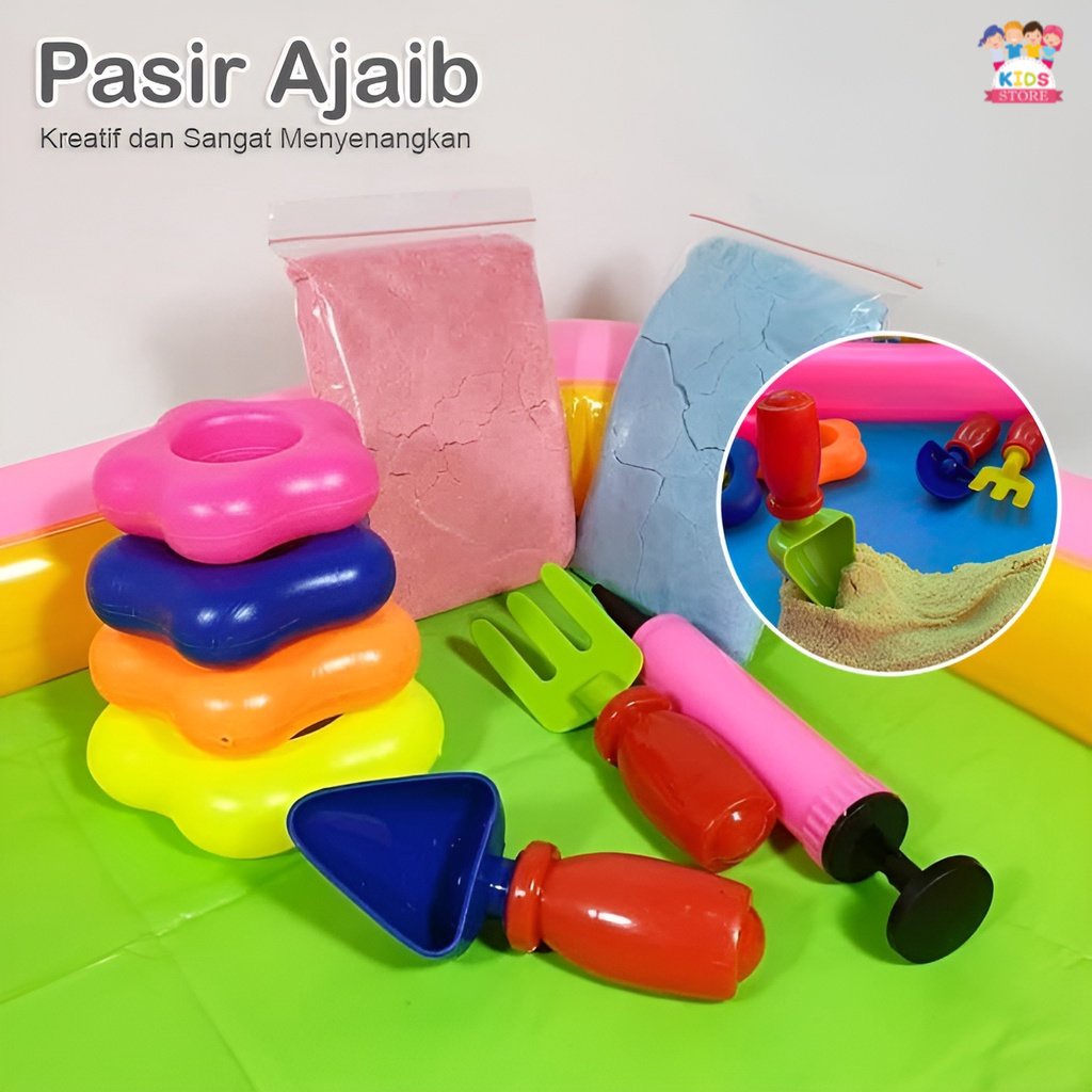 Pasir Ajaib Set Mainan Anak Mainan Edukasi Anak Laki Laki Perempuan | Elastic Sand Slime | Kado Ulang Tahun Anak Cewek Mainan Menyusun