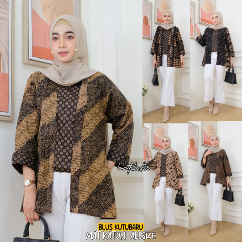 Blus kutu baru batik klasik etnik sogan katun wanita kekinian murah Atasan kerja kasual modern seragam kembar motif Blouse motif busui tradisional cantik trendy blouse etnik keren kece sekolah kuliah abg klasik etnik lawasan kutubaru ini