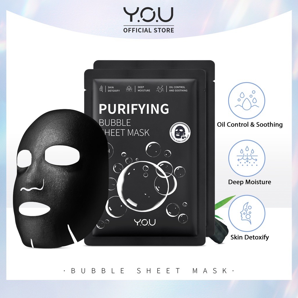 YOU Purifying Bubble Sheet Mask Bubble 25ml Detox | Masker Wajah | Moisturizer &amp; Oil Control | Masker Tissue Lembar