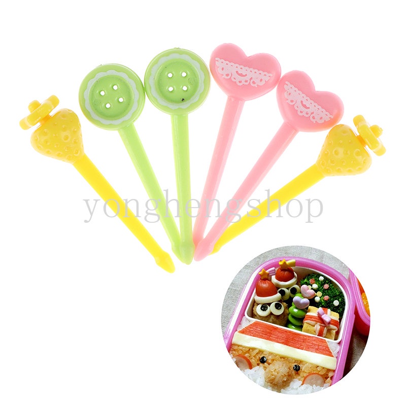 8pcs / set Garpu Buah / Dessert / Snack / Bento Mini Reusable Bentuk Strawberry Untuk Pesta