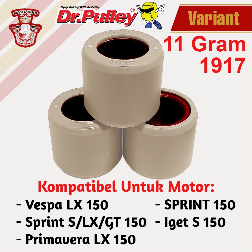 Roller Dr Pulley Vespa Sprint LX Primavera iget 150 S150 3V DR PULLEY 8 gr sd 15,5 gr 1917 3 butir