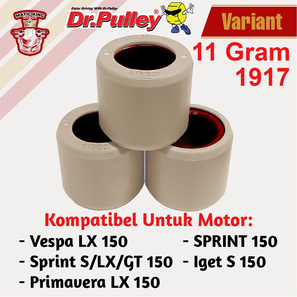 Roller Dr Pulley Vespa Sprint LX Primavera iget 150 S150 3V DR PULLEY 8 gr sd 15,5 gr 1917 3 butir