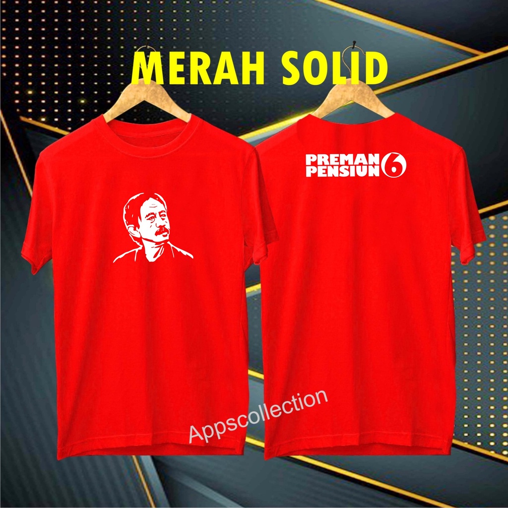 Cod Kaos New Preman Pensiun 6 org db  Pakaian Pria Dan Pakaian Wanita/Kaos Kata2 Lucu Setrip Hitam Putih Bunga Polos Slim-fitting V-Neck Crew Neck Santai Katun