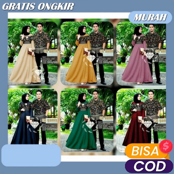 Terbaru Rumaiya Dress Gamis Couple Lebaran Baju Muslim Kapel Pasangan Suami Istri Bahan Cringkle Air