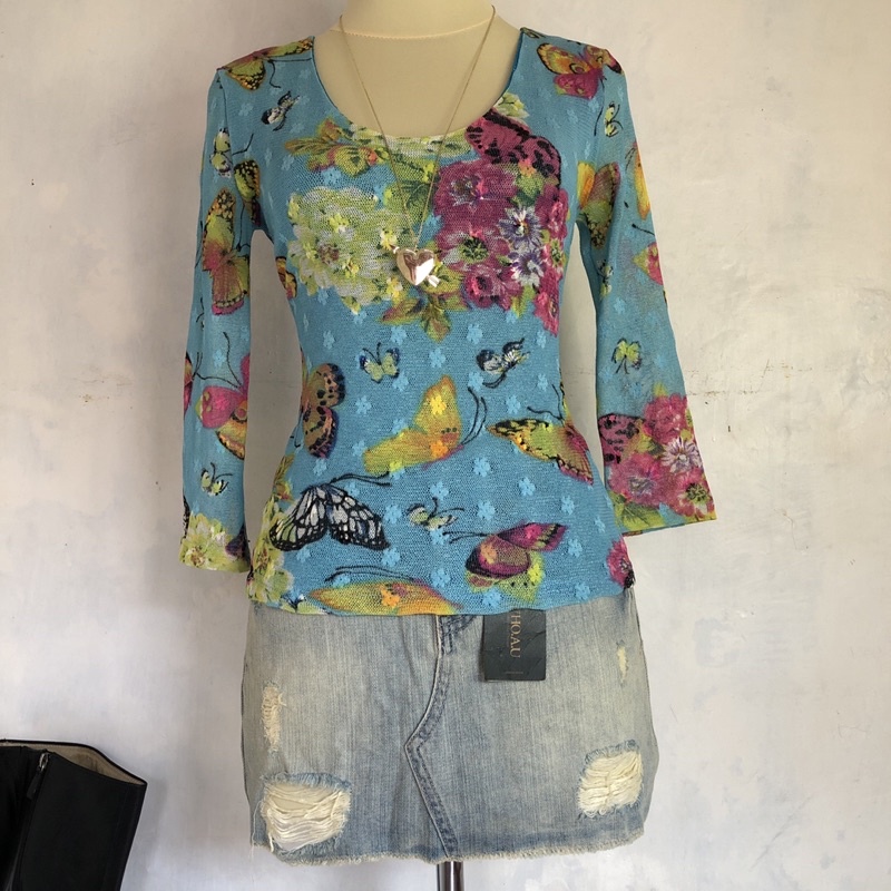 2000s Y2k Jawbreaker Flower Power Mesh Top