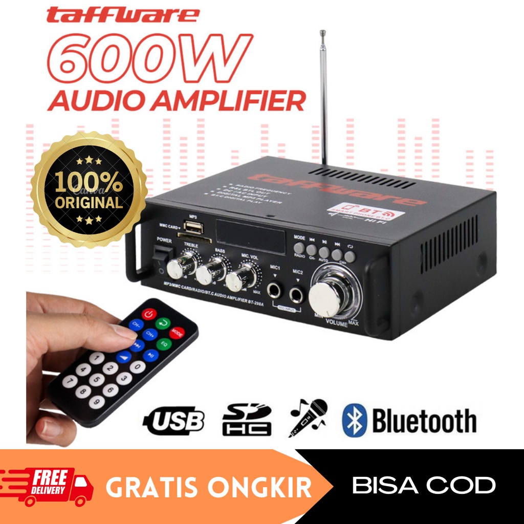 Taffware Audio Amplifier Bluetooth Equalizer HIFI Stereo untuk Karaoke Home Theater EQ Rumahan FM Ra