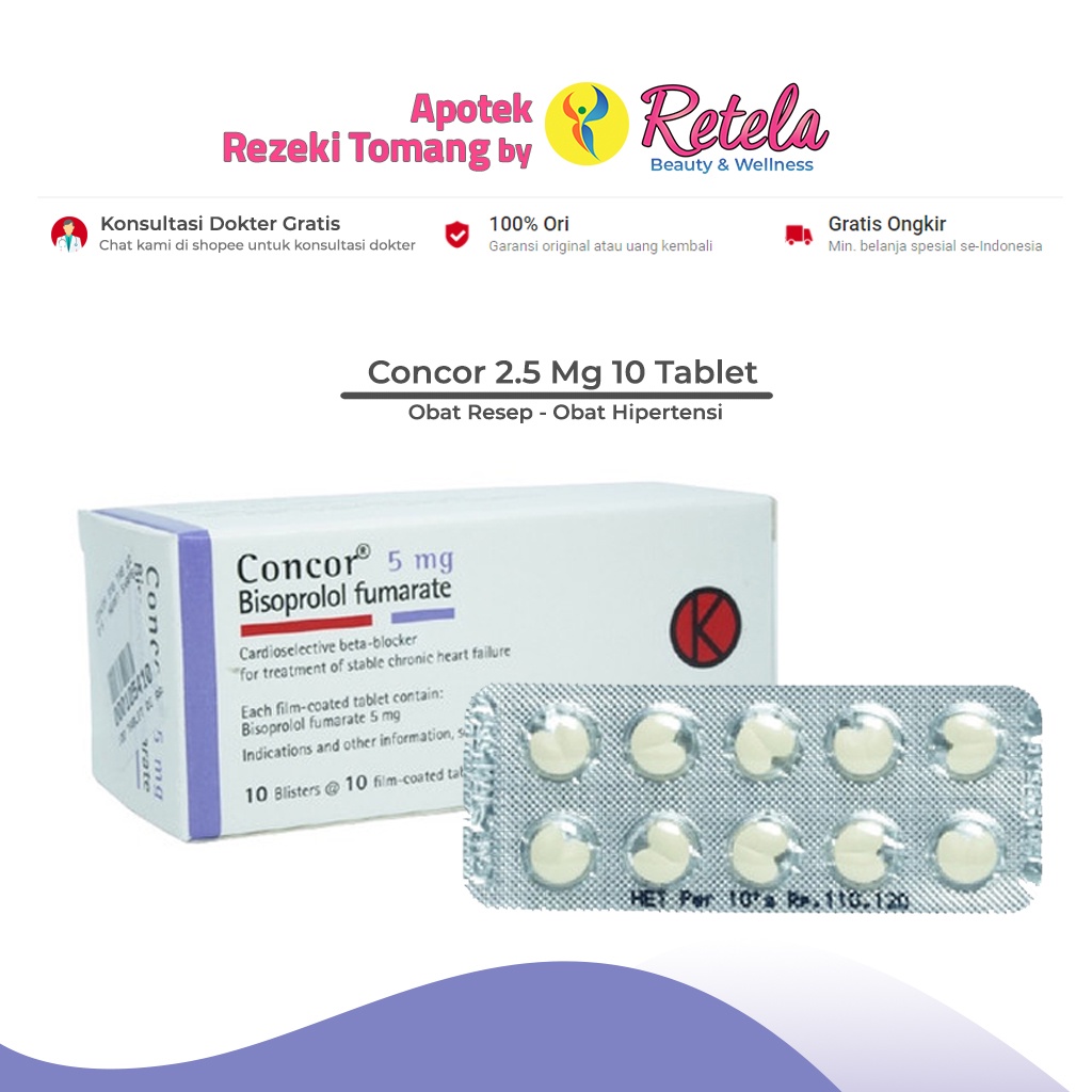 Jual Concor 5Mg Tablet 10`S/Bisoprolol/Darah Tinggi/Hipertensi/Jantung ...