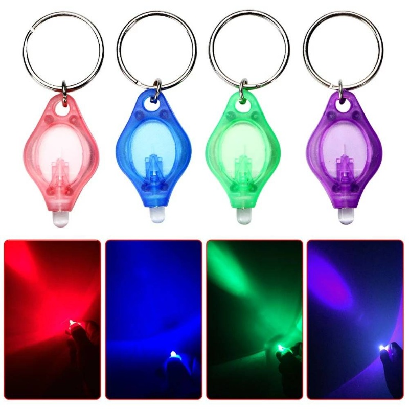 4warna Kreatif Mini Senter LED Gantungan Kunci Portable Outdoor Keyring Light Torch Emergency Camping Lamp Ransel Lampu Gantungan Kunci Senter Pencahayaan Rumah