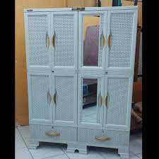 Lemari Pakaian Plastik Napolly Cabrota 466.22 DK / Lemari 4 Pintu + Kaca MAHKOTA