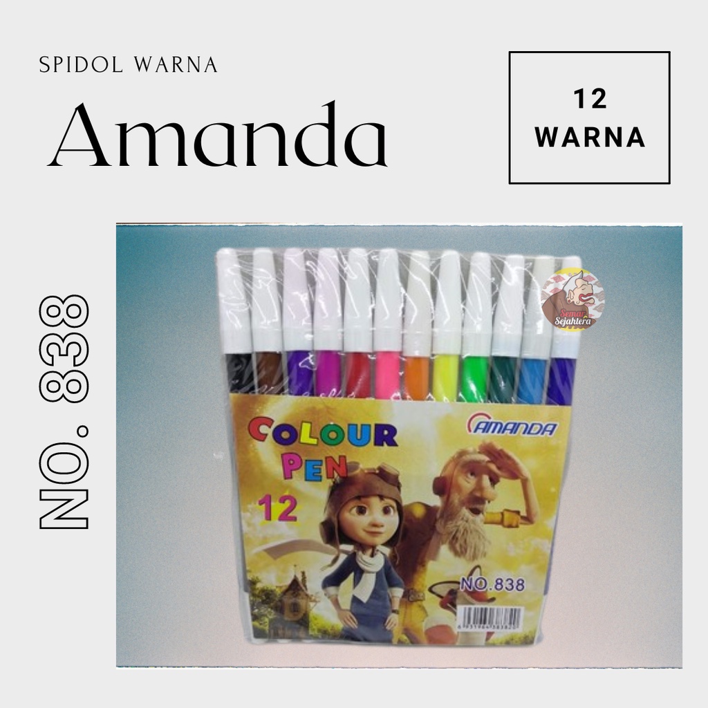 

[SET] SPIDOL WARNA AMANDA 12 WARNA NO. 838 SPIDOL ANAK / SPIDOL MEWARNAI*