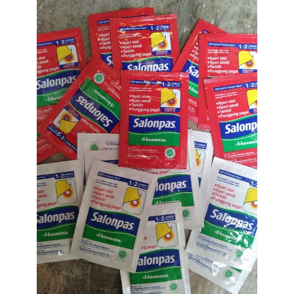 isi 2lembar salonpas hot 1x2lembar salonpas hijau  1x2lembar