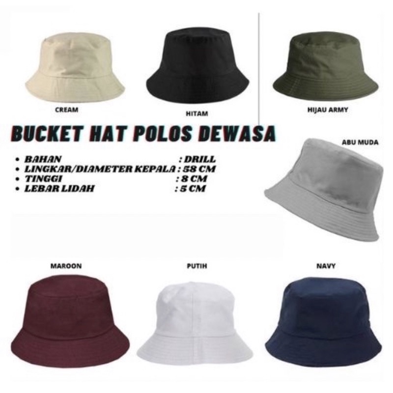 Topi Bucket Hat Bordir Sporty pria wanita dewasa termurah