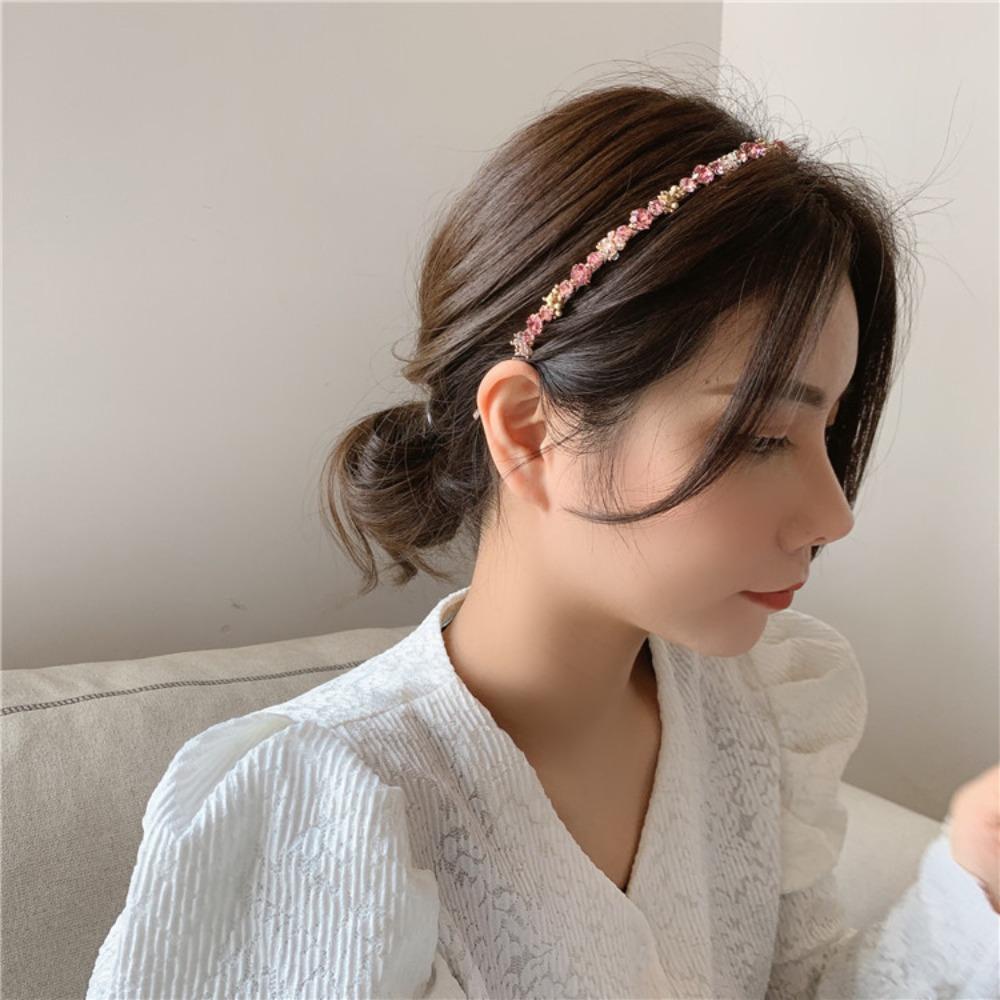 Needway   Gadis Rambut Hoop Retro Vintage Aksesoris Rambut Mewah Kristal Hairband Shiny Sweet Headband