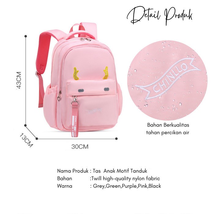 Tas Ransel Anak Backpack Sekolah Anak Tanduk Cowok Cewek TK SD Premium