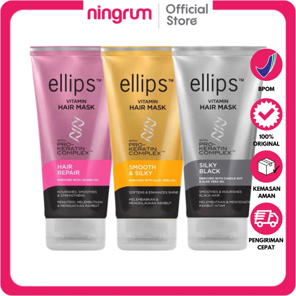 Ningrum - ELLIPS Hair Mask Pro Keratin Complex Tube 120gr | Perawatan Rambut Vitamin Masker Rambut Original BPOM - 5513