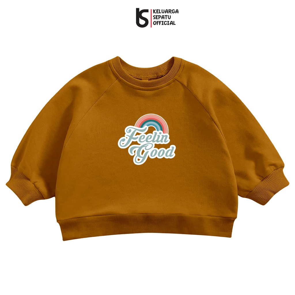 Sweater anak switer raglan anak motif sablon feel good karakter sweater anak motif sweater  lucu cewe cowo