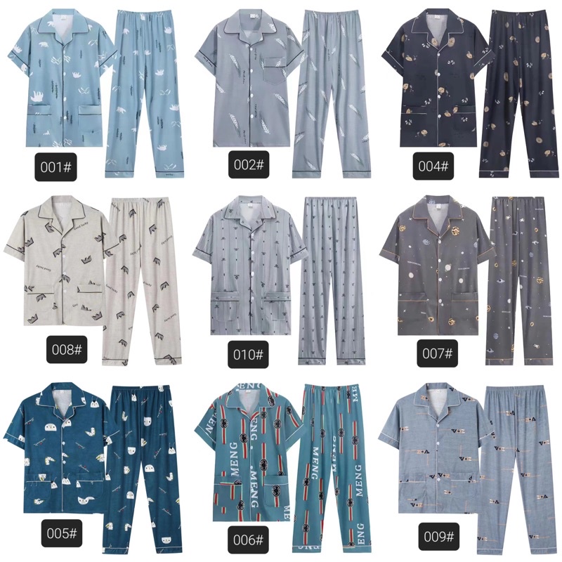 BAJU TIDUR LAKI PRIA REMAJA DEWASA COWOK KANCING KATUN IMPORT PREMIUM MOTIF KARTUN TERBARU BIG SIZE L-3XL SETELAN CELANA PANJANG