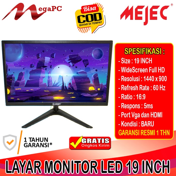 Monitor Layar LED 19 Inch WideScreen SPC Baru