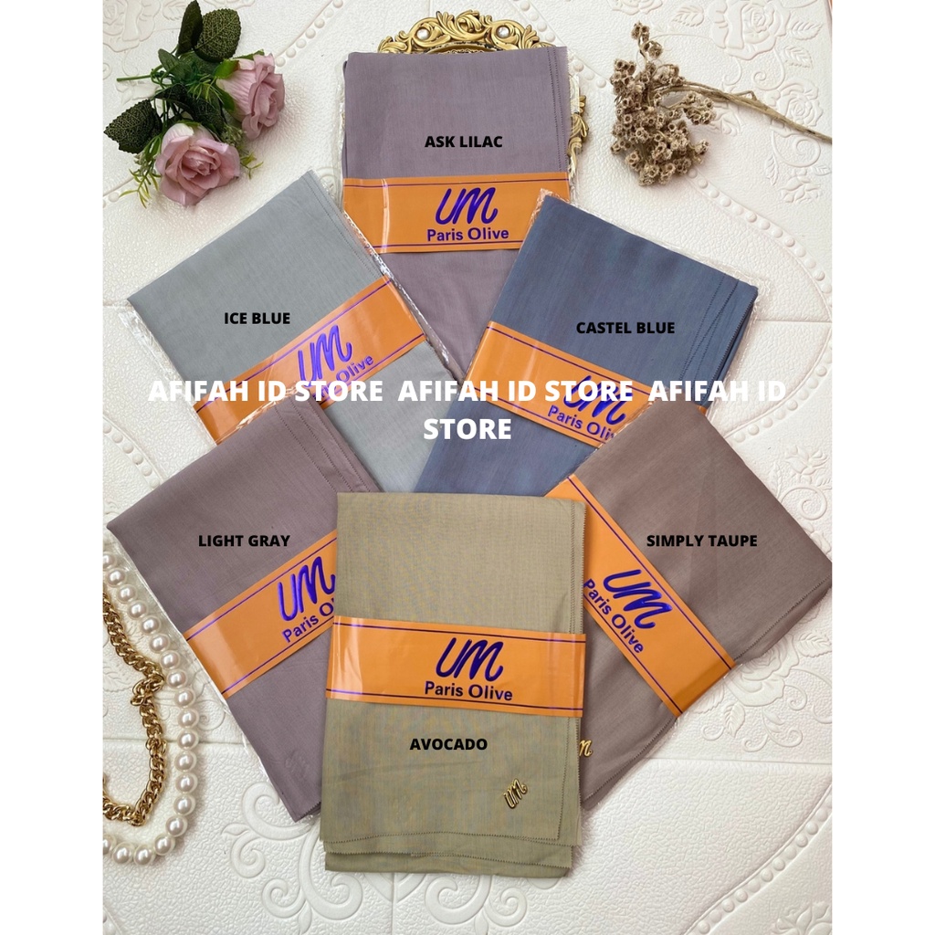 Umama Scarf - Kerudung Polos Segi Empat Paris Olive LC AFIFAH ID STORE