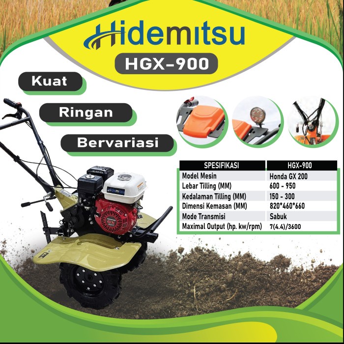 Traktor Honda Hidemitsu HGX900 Mini Tiller Cultivator Bajak Sawah