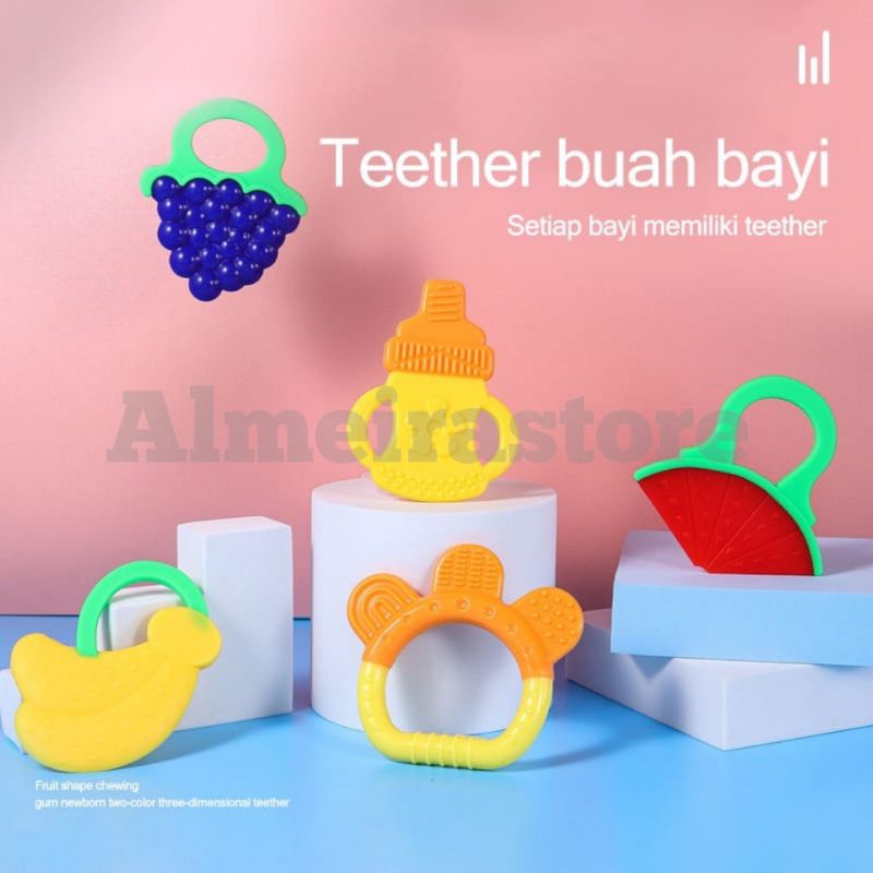 TEETHER GENGGAM Fruit Shape Gigitan Bayi Silicone Silikon Mainan Bayi