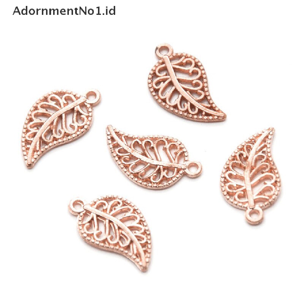 [AdornmentNo1] 100pcs 10x18mm Kerawang Hollow Daun Logam Liontin DIY Wanita Anting Gantungan Kunci [ID]