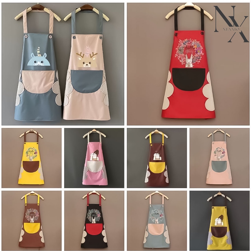 NEXXIO Apron Celemek Masak Celemek Anti Air / Apron Celemek Waterproof Celemek Masak kain / Celemek masak murah