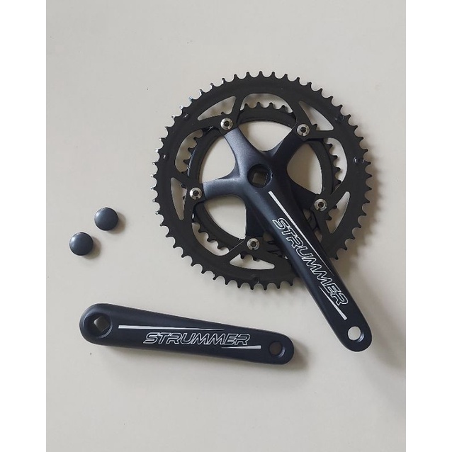 crank sepeda double roud bike seli chainwheel strummer cw220 sepeda lipat 39-53 arm 170mm