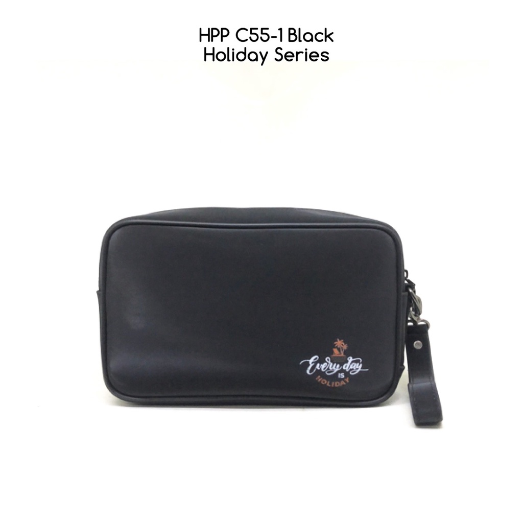 clutch pria hushpuppies C55-1 Black holiday series premium tas antiair waterproof