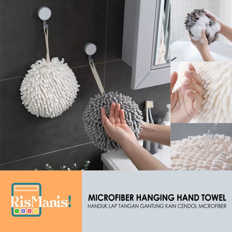 MICROFIBER HANGING HAND TOWEL - Handuk Gantung Lap Tangan Kain Cendol Pel Pembersih Perabotan Rumah Furnitur Alat Masak Perlengkapan Dapur Waslap Cuci Piring Gelas Pel Lantai Keramik Marmer