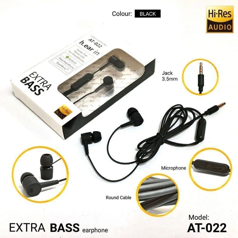 Headset AT-022 EXTRA BASS Handsfree AT022 EXTRABASS Earphone AT-022 EXTRA BASS