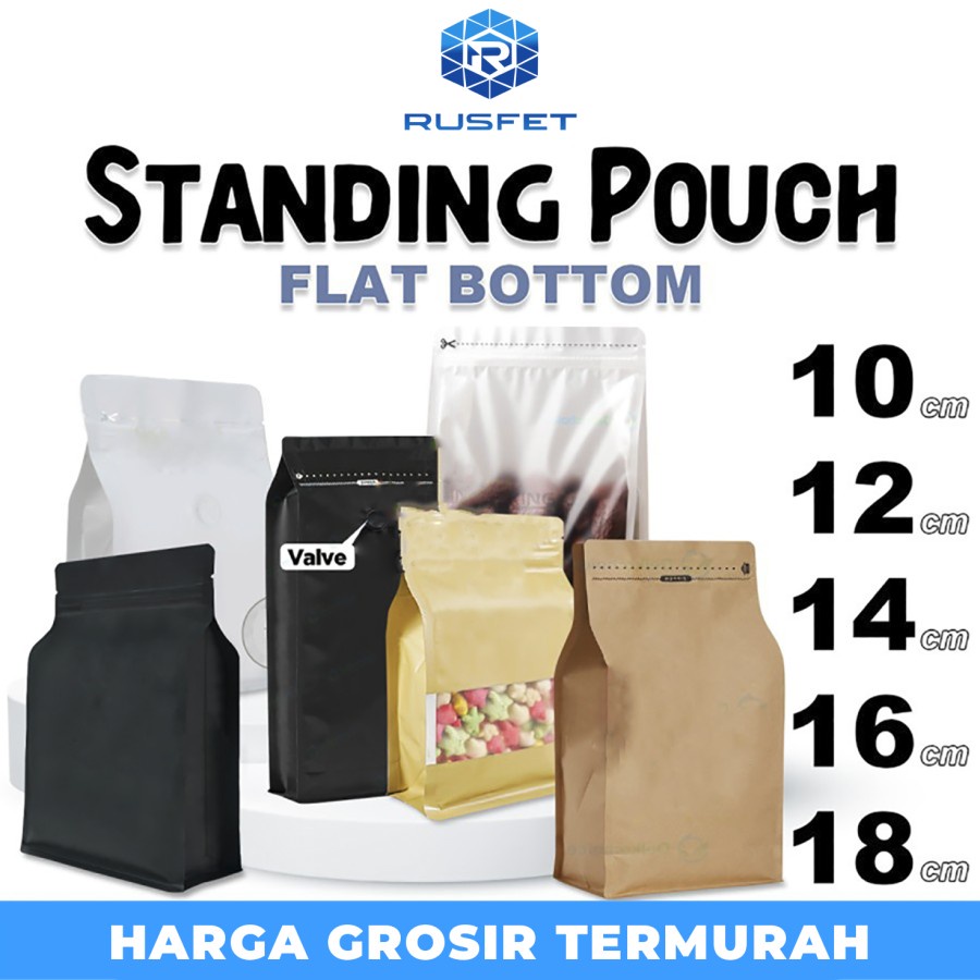 Standing Pouch Variant FLAT BOTTOM Plastik Klip Kemasan DELKOCHOICE