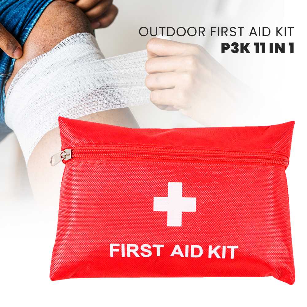 Perlengkapan Obat Medis P3K isi Lengkap 11 in 1 dengan Tas Mini Kotak First Aid Kit Mobil Outdoor Travel