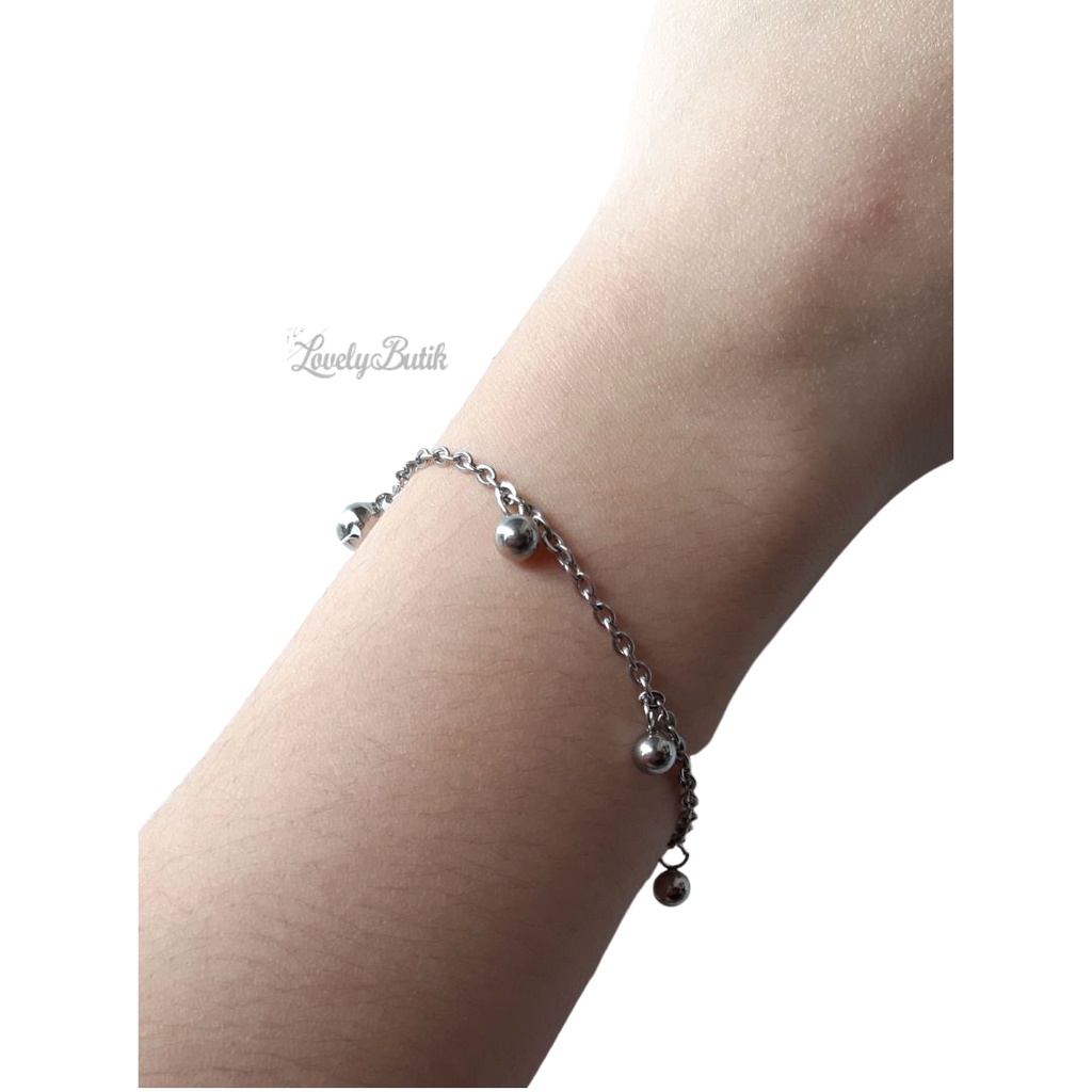 Gelang Tangan WanitaTitanium Anti Karat Luntur Model Baru Bola Nori Kerincing 3Lia  - Lovelybutik