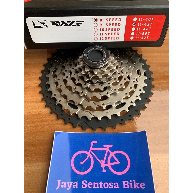 TERMURAH!!! Sprocket Sepeda 8 Speed Cassete 11-42 T / RAZE Silver / Realpict