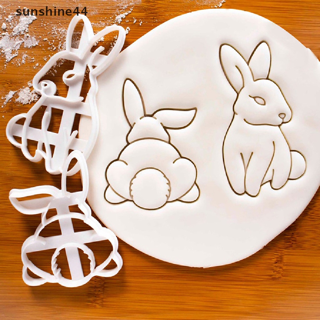 Sunshine1/2pcs Cute Bunny Cookie Cutters DIY Biskuit Cetakan Dapur Baking Aksesoris.