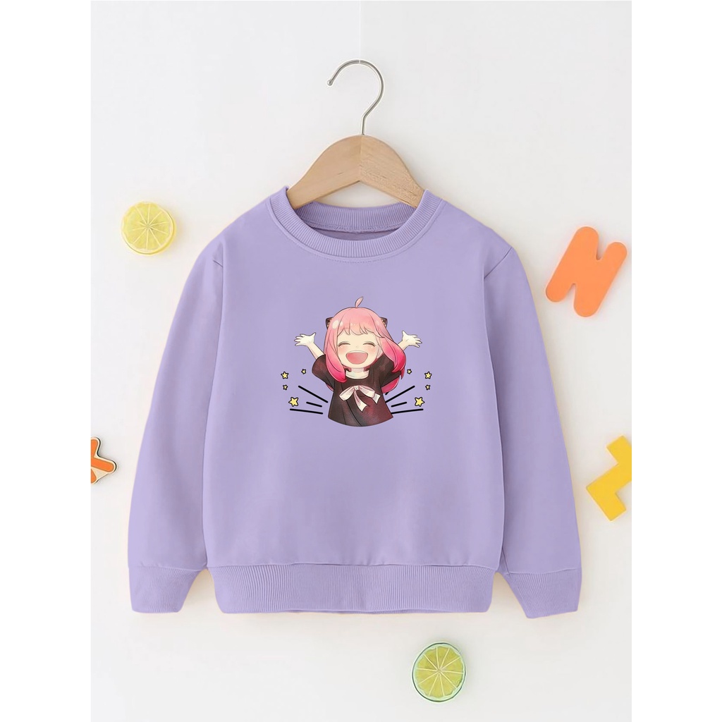 Sweater Perempuan Usia 2 - 12 Tahun Crewneck Anya X Family Switer Cewek Cowok